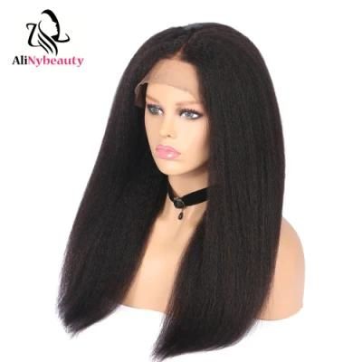 Kinky Straight Human Hair Lace Front Wig with Baby Hair