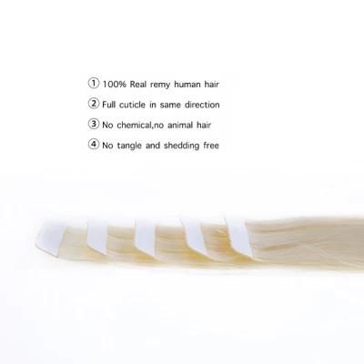 Tape Hair Extensions 100% Real Human Hair Blonde Skin Weft Seamless Machine Made Remy Brown Glue Hair 50g #4/6/22