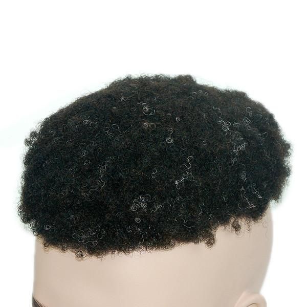 Lw80 High Quality Men′s Afro Wig Curly Human Hair Replacements