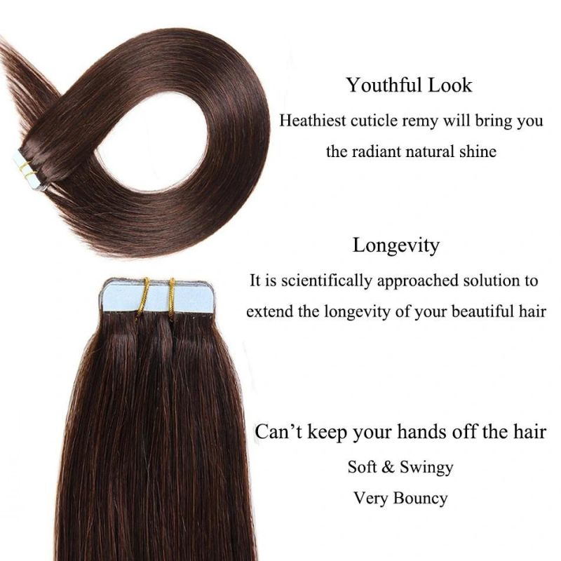 P18-613 Tape in Human Hair Extensions Brazilian Remy Straight on Adhesive Invisible PU Weft Platinum Blonde Color 20PCS/Set