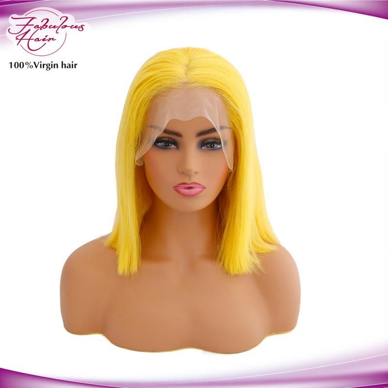 Pre Plucked Yellow Bob Lace Front Hair Wigs for Ladies
