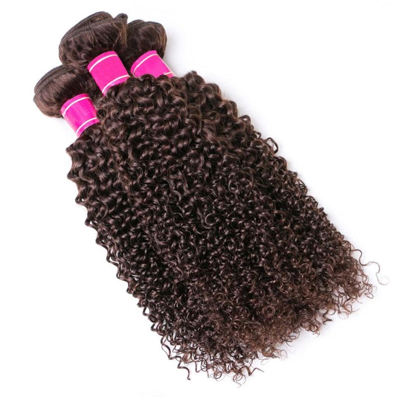 Brown Bundles Brazilian Curly Hair Bundles Remy Human Hair Extensions Kinky Curly Hair Weave Bundles for Black Women Dark Brown