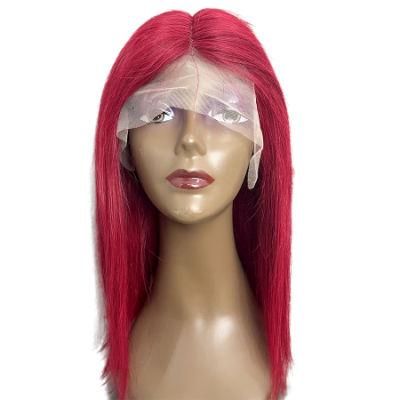 Christmas Red Brazilian Human Hair T Part 13*1 Lace Front Bob Wig
