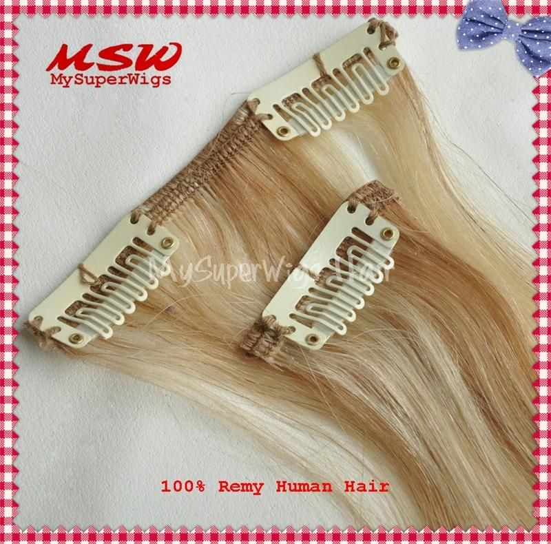 100% Top Real Human Hair Clip in Hair Extensions