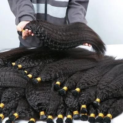 Kbeth Wholesale Raw Indian Remy Hair I Tip Extensions Afro Kinky Straight 100 Human Hair Bulk Micro Links Extensions for Black Girls