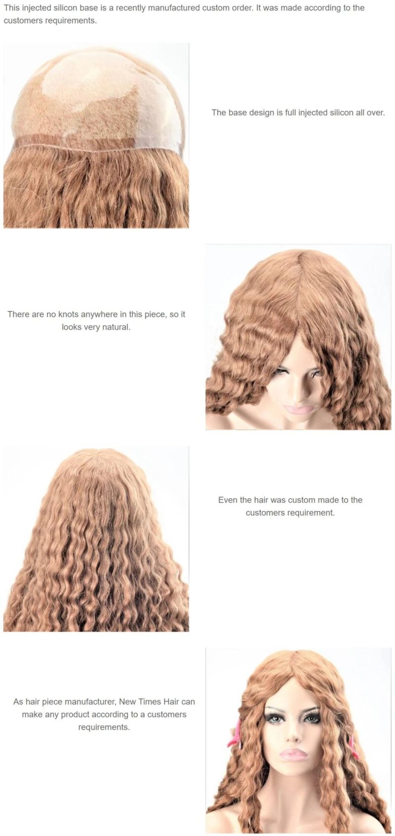 Customized Ladies Injected Anti-Slip Silicon Hair Replacement System