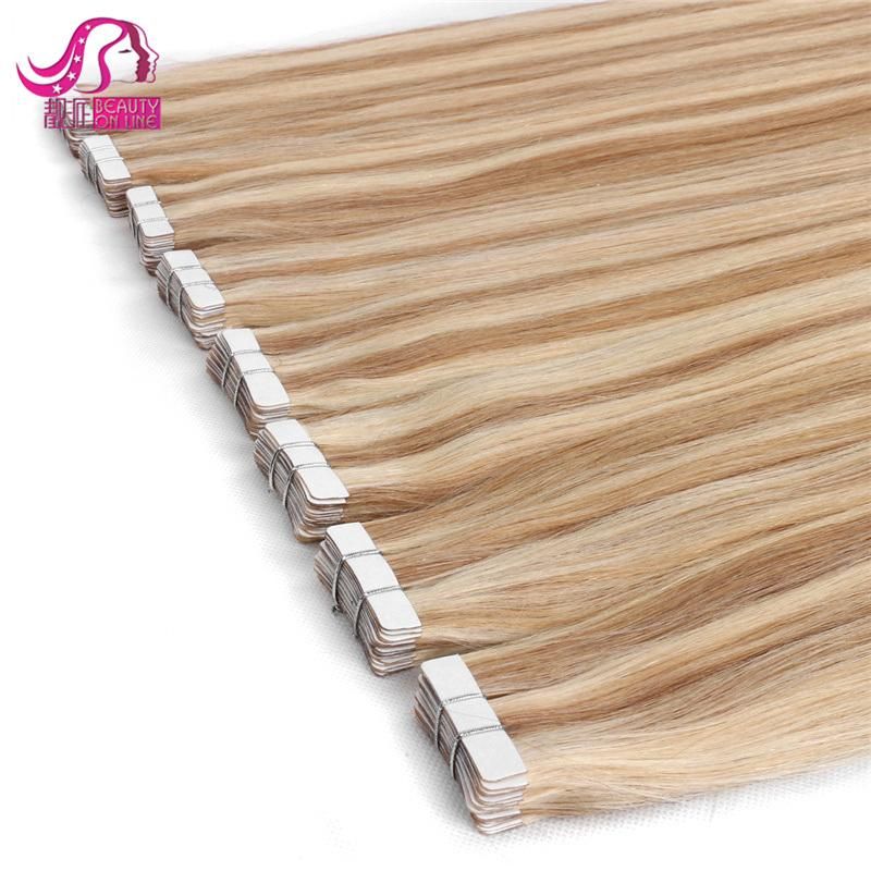 Wholesale Brazilian Remy Tape Hair Extensions Blonde Hair Straight Skin Weft Invisible Double Drawn Tape Hair Extension