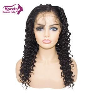 Deep Wave 10A Grade Remy Hair Wigs Front Lace Curly Wig
