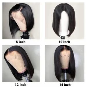 8inch-14inch Natural Black Brazilian Human Hair 4X4 Closure Short Wig, Wholesale Price Short Bob Wigs for Black Women