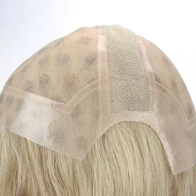 Lw4058 Full Mono Human Hair Medical Wig with Stretch Lace on Crown