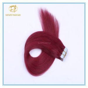 Customized Color High Quality Red Color Double Drawn Tape Hairs Extension Hairs with Factory Price Ex-035