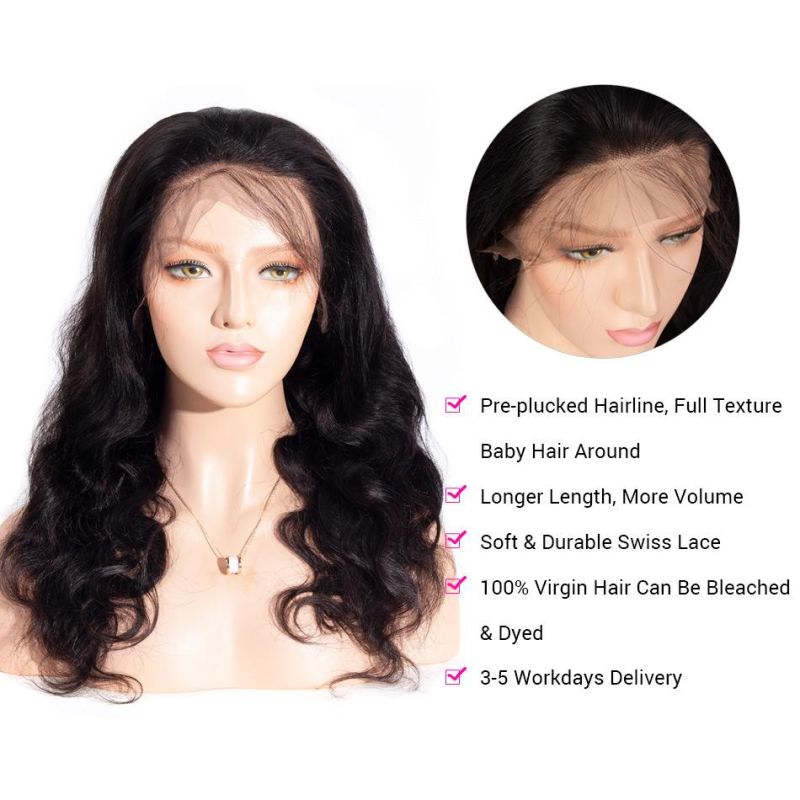 13X6 Lace Front Wig Body Wave Virgin Human Hair Wigs 180% Density