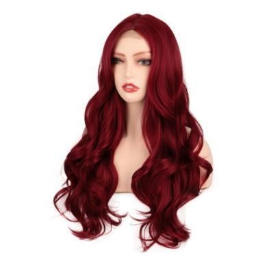 Cheap Beauty Long Wine Red Wave Synthetic Wigs for Women Cosplay Wigs