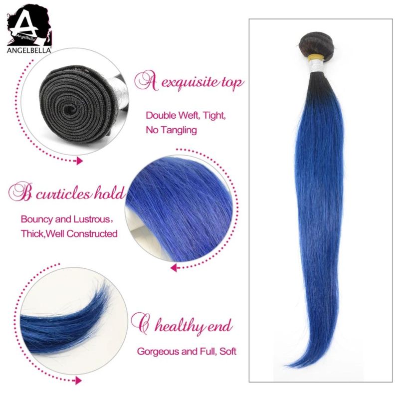 Angelbella Wholesales Price Virgin Hair Weft 1b# Blue Mink Brazilian Hair Bundles