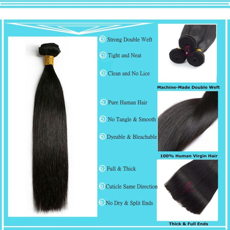 Peruvian Silky Straight Virgin Hair Double Weft Human Hair Extension Natural Black