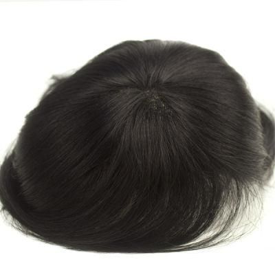 Mono Natural Hair Toupee with Npu All Around and Clips Human Hair Bang