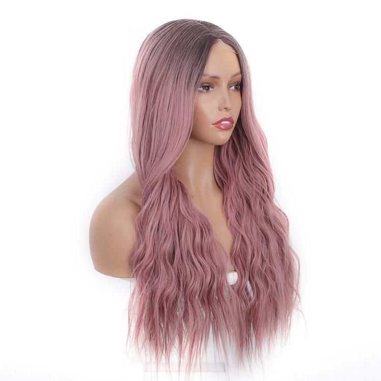 Long Synthetic Lace Ombre Pink Wigs Women Natural Body Wave Hair Wigs