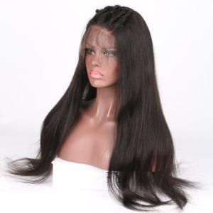 Light Yaki Straight Brazilian Human Hair Full Lace Wigs with Baby Hair