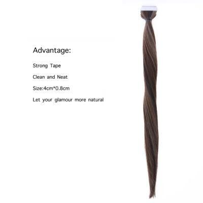 Human Hair Extensions Straight Adhesive Invisible Tape PU Weft Tape Hair