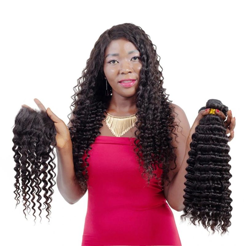 Alinybeauty Wholesale Virgin Human Hair 3 Bundles with Lace Closure