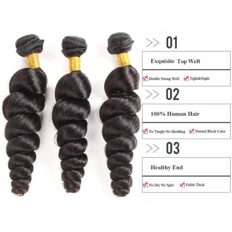 Unprocessed Virgin Brazilian Human Hair Loose Wave Bundles with Frontal