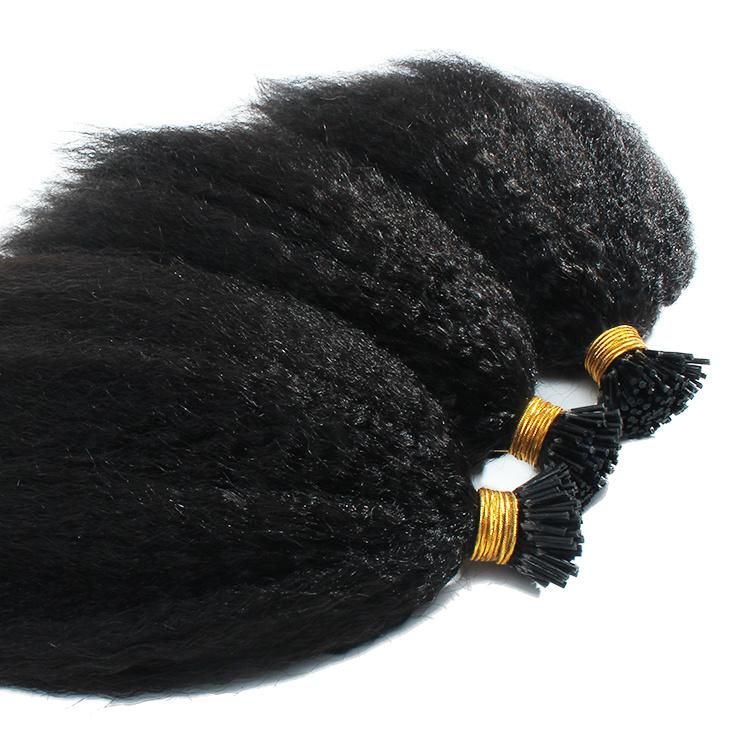 Wholesale 12A Raw Cuticle Aligned Human Hair Yaki Straight I Tip Hair Extension