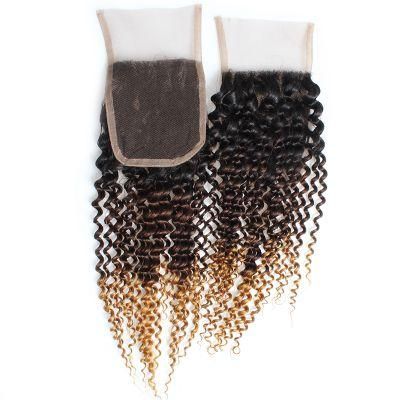 9A 4*4 Lace Front Closure Kinky Curly Remy Human Hair Weave #T3