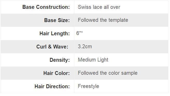 Real Natural Human Hair / Full Swiss Lace Base / for Men