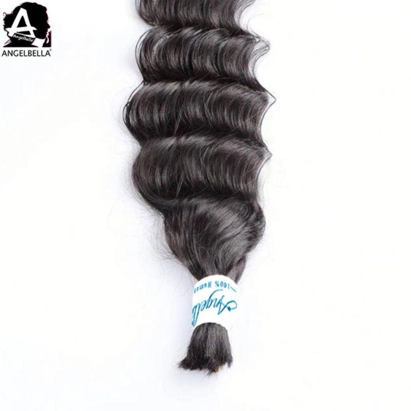 Angelbella Indian Cuticle Aligned Hair Branding 1b# Deep Wave Human Remy Hair Bundles