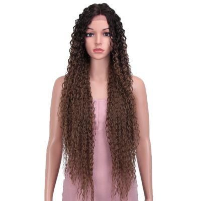 Brown Brazilian Human Hair Lace Front Wig 30 Inch Long Hair Lace Front Wig Kinky Curly Hair Long Hair Wigs for Women