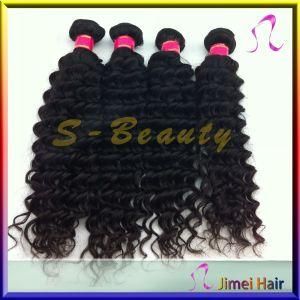 Black Natural Remy Hair Weft, Brazilian Deep Wave Hair Extension