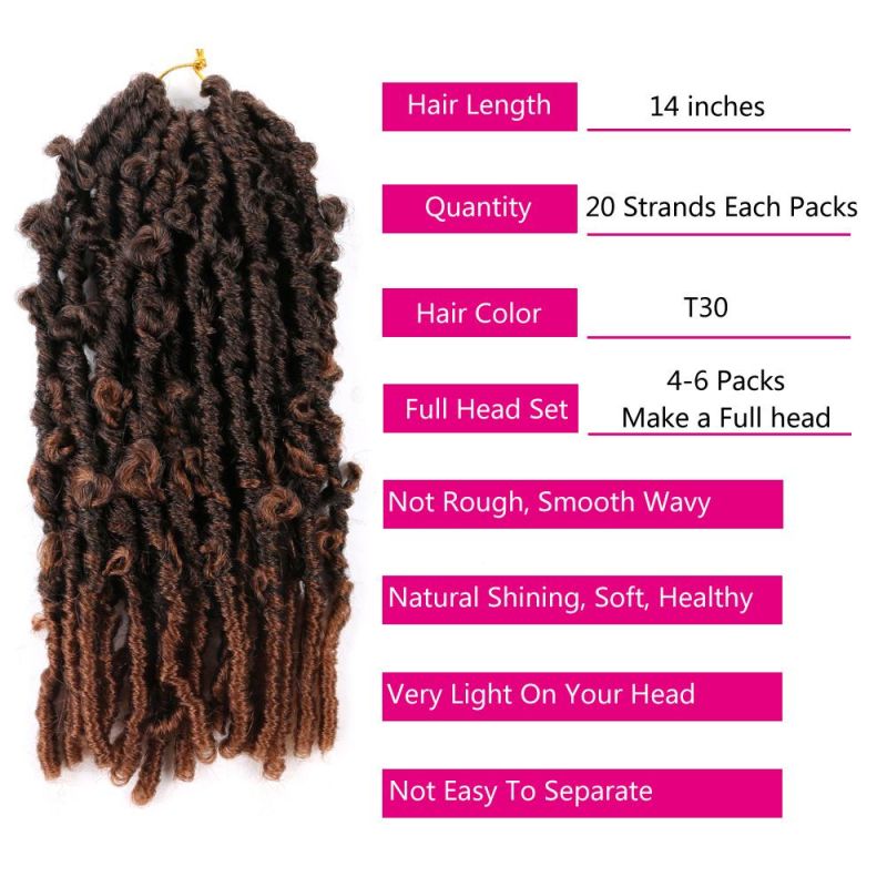 14" 20strands/Pack Butterfly Locs Crochet Braiding Goddess Braids Hair Extension