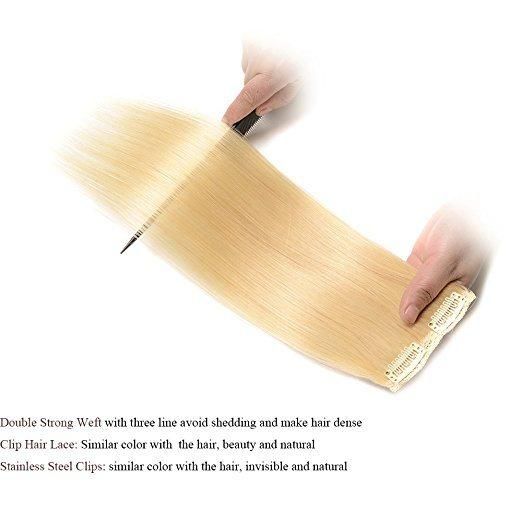 Avivawigs 100% Virgin Hair Brazilian Hair Extension Clip in Human Hair Extension Clip in Sets 7PCS for Full Head (AV-CH110-20-60)