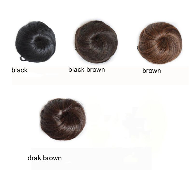 Women′ S Scrunchie Synthetic Hair Bun Bud Chignon with Adjustable Drawstring and Clips