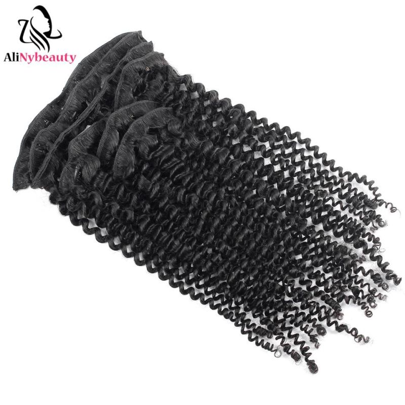 Kinky Curly Human Hair Extensions Natural Black Remy Hair 7PCS/Set