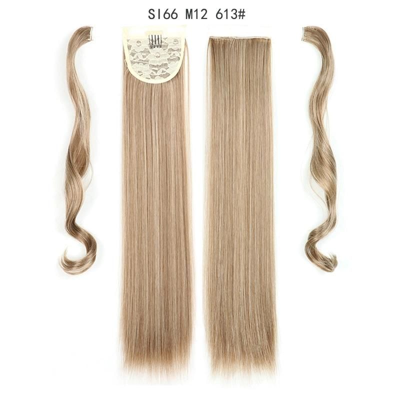 Synthetic Long Straight Wrap Around Clip in Ponytail
