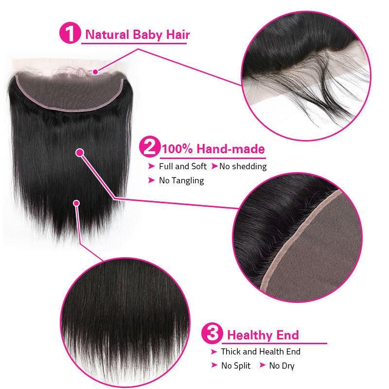 Human Hair 13X4 Ear to Ear Lace Frontal Closure with Bundles