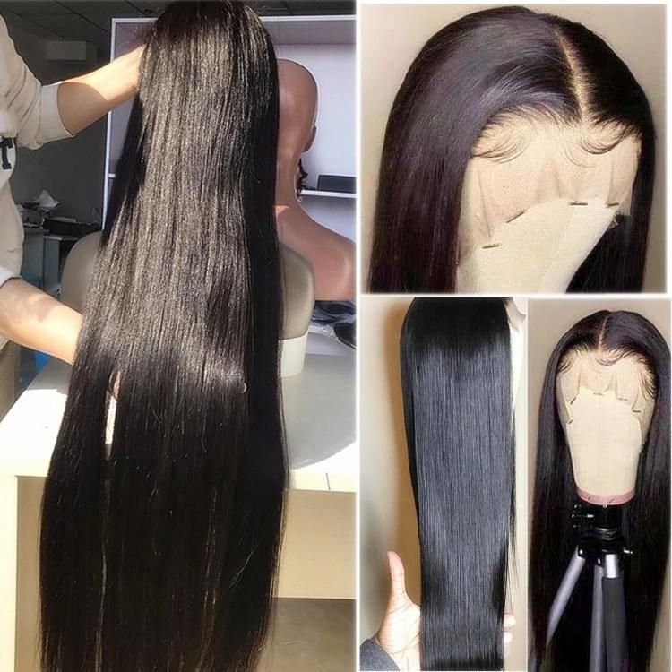 Wholesale 180% 250%Density Straight Hair Transparent Full Lace Frontal Human Hair Wig Raw Indian Virgin for Black Women in Stock