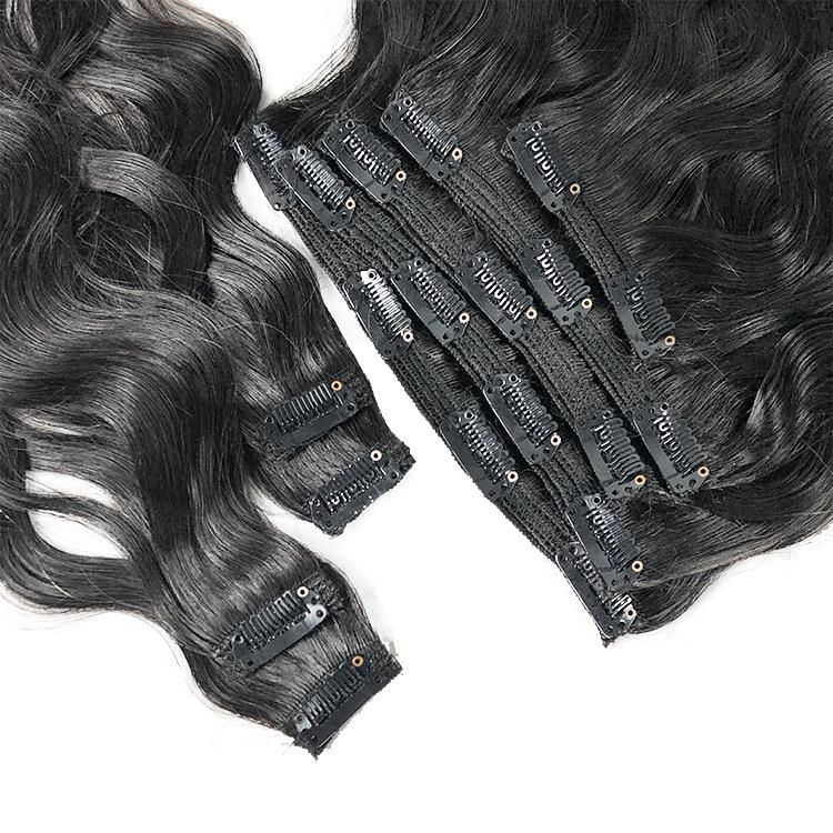 8PCS/Set Wholesale Virgin Remy Hair Natural Curly Wavy Clip in Hair Extensions #1