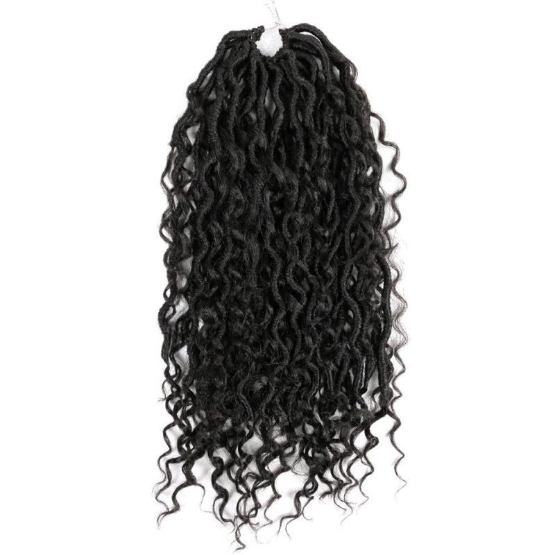 18inch 24 Strands River Faux Locs Curly Crochet Braid Hair Goddess Locs Hair Extensions