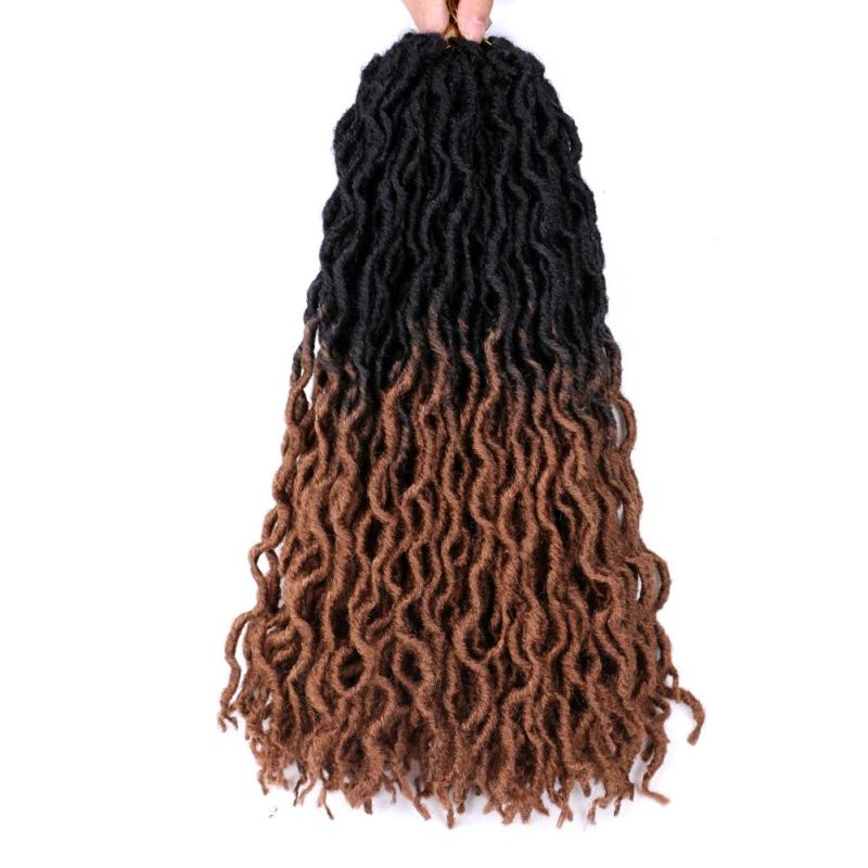 18" 24 Strands/Pack Synthetic Ombre Gypsy Locs Crochet Twist Braided Hair Goddess Locs Hair Extension