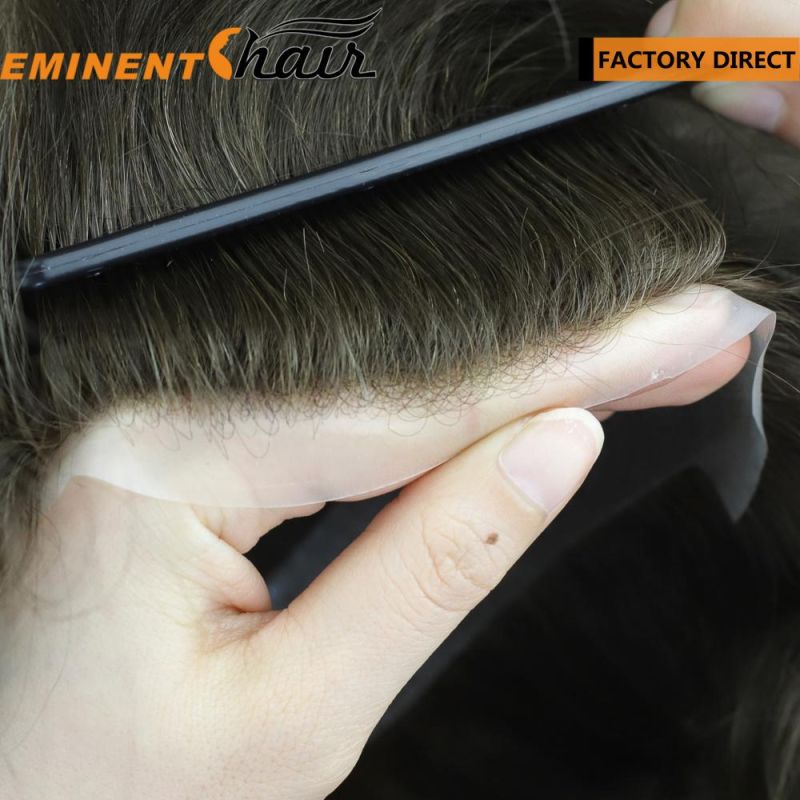 Stock Human Hair Lace with PU Edge Men′ S Toupee