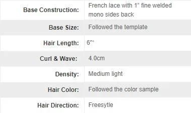 French Lace with a 1"Fine Welded Mono Back Sides Natural Hair Toupee