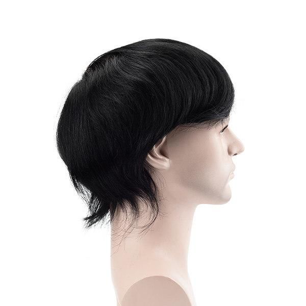 Ll539: Super Thin Skin Natural Human Hair Toupee with Clips