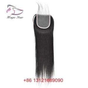 Remy Brazilian Hair Transparent Lace Straight Human Hair Extensions 4X4 Lace Closure