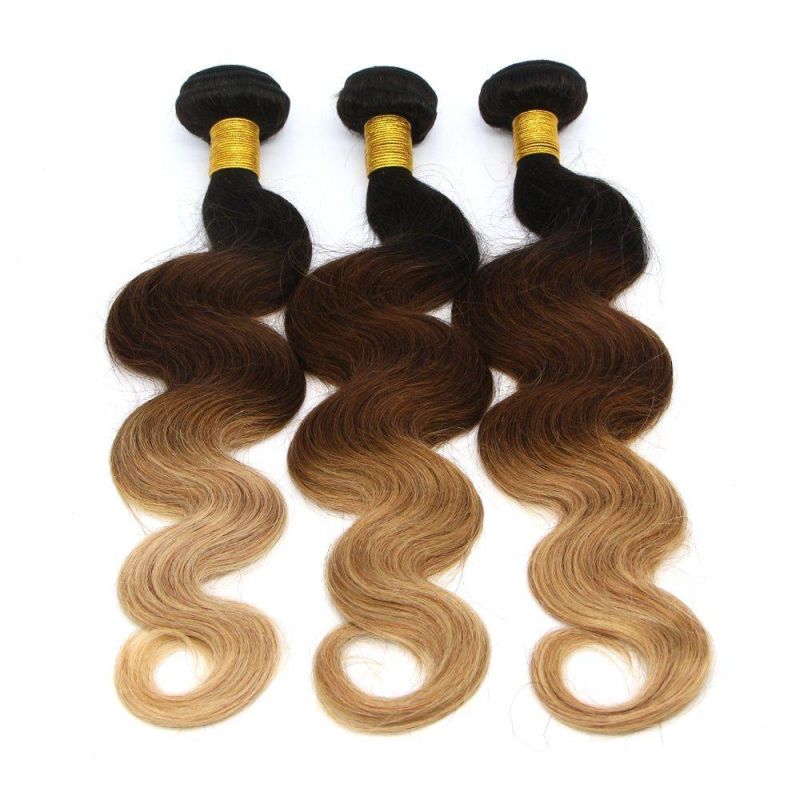Wholesale 8-30 Inch Ombre Color 1b/4/27 Brzilian Virgin Hair Body Wave Bundles