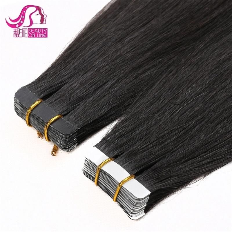 Invisible Virgin Brazilian Tape Hair Extensions Natural Black in Stock