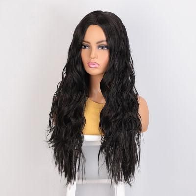 Popular Long Wavy Synthetic Natural Black Wigs Wholesale Price