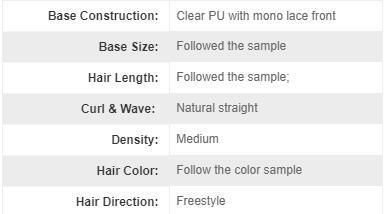 Women Hair Systems Super Thin Skin with Fine Welded Mono Front for Women