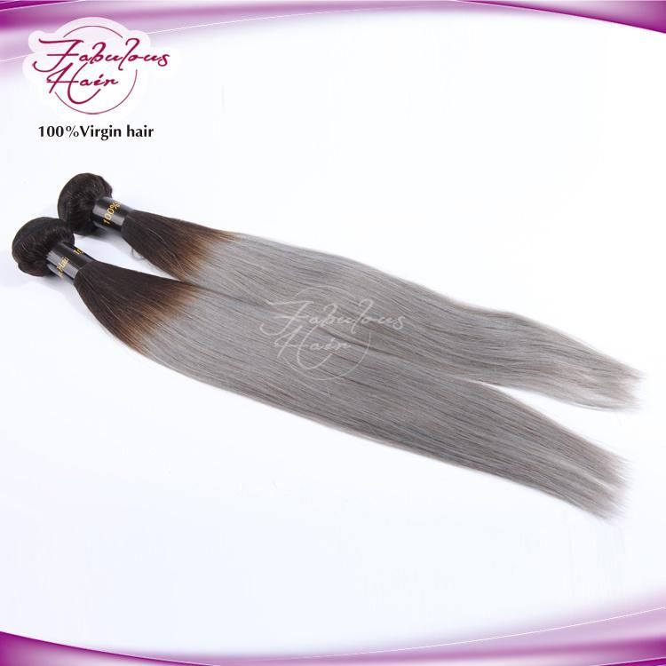 New Fashion Color 1b Grey Brazilian Straight Ombre Hair Extension